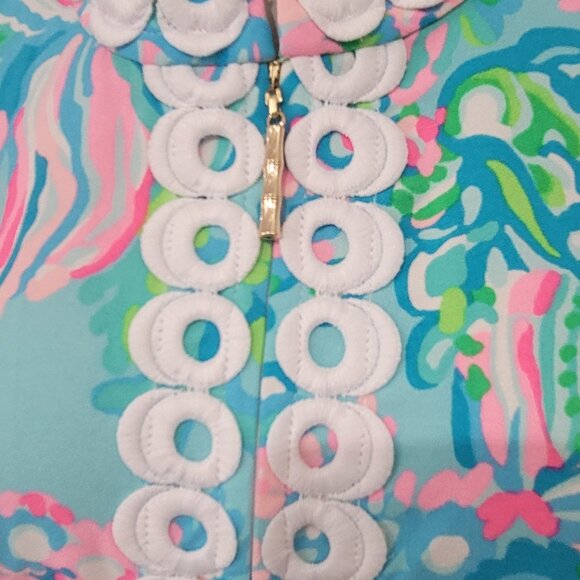 Lilly Pulitzer Jane Shift Dress size 10 sleeveless front zip Aqua La Vista Resor - Picture 5 of 8